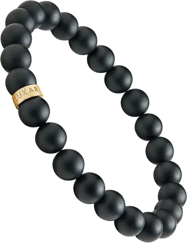 LUXAR - Pulseras de cuentas de ónix negro para hombre Piedra negra mate de 8 mm Joyería minimalista y de diseño para hombres