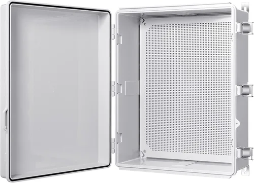 Gratury Caja de conexiones, carcasa impermeable de plástico IP67 para proyectos eléctricos, cubierta con bisagras gris, incluye placa de montaje y