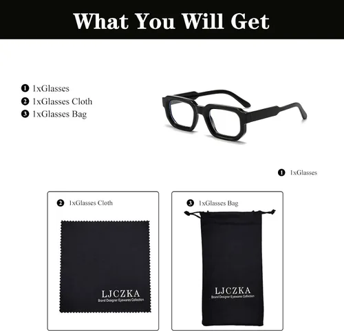 Miniatura 5 de LJCZKA Lentes cuadrados con bloqueo de luz azul para hombres y mujeres, anteojos gruesos para computadora, antifatiga ocular para leer mensajes