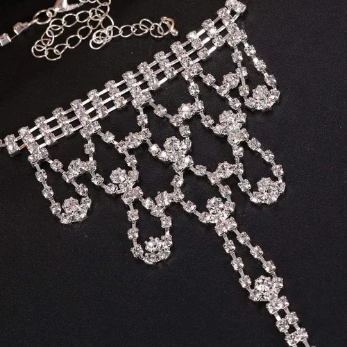 Miniatura 4 de Tobilleras de cristal artificial para mujer, sandalias descalzas para playa, boda, tobillo