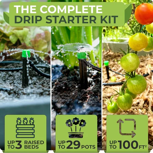 Miniatura 2 de CARPATHEN Kit de Sistema de Riego por Goteo Premium Completo Ajustable para Jardín, Camas Elevadas con Emisores de Goteo, Tubería de Riego de 5/16