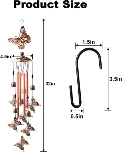Miniatura 7 de Campanillas de viento de mariposa, regalo para abuela, regalos de cumpleaños para mamá para hija, regalo de amiga, tía, mujer, decoración