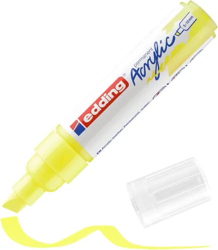 Miniatura 10 de edding 5000 marcadores acrílicos anchos – amarillo, azul, rosa y turquesa – Paquete de 5 marcadores de pintura acrílica (abstracto) – Punta