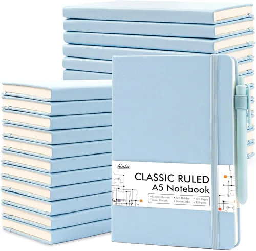 Miniatura 19 de Feela - Paquete de 24 cuadernos en blanco para el trabajo, cuaderno de negocios de tapa dura con líneas para escritura y soporte para bolígrafos