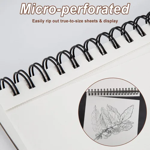 Miniatura 5 de TKOOFN Paquete de 5 cuadernos de bocetos de 9 x 12 pulgadas a granel (500 hojas en total), blocs de dibujo premium encuadernados en espiral superior