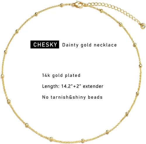 Miniatura 6 de CHESKY - Gargantilla de oro para mujer, chapado en plataoro de 14 quilates, gargantilla de cuentas satélite, delgada, de moda, collares de clip