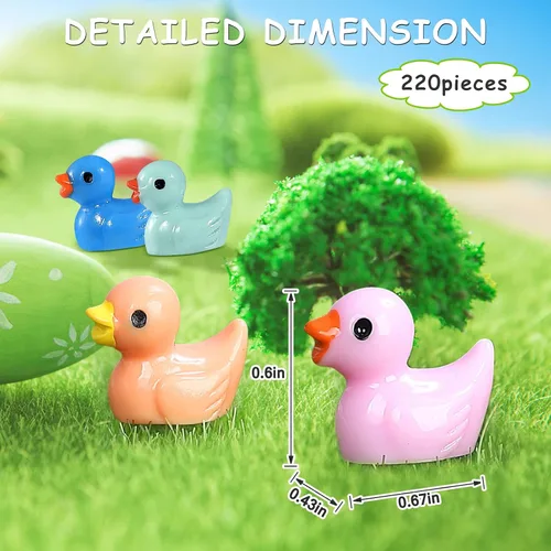 Miniatura 2 de JIUZHU 220 Piezas Mini Patos de Resina Patos Pequeños Fiesta de Cumpleaños Figura en Miniatura Paisaje Acuario Decoración DIY Bonsái