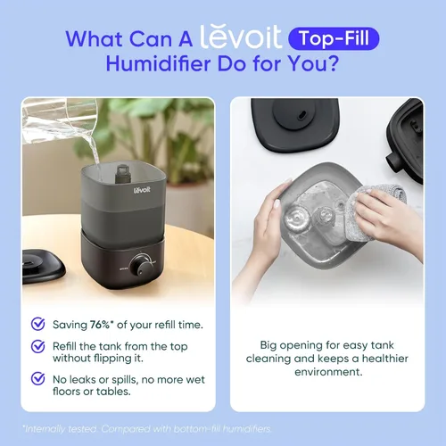 Miniatura 3 de LEVOIT Humidificador ultrasónico de niebla fría con llenado superior Classic 160, súper fácil de llenar y limpiar, funcionamiento silencioso