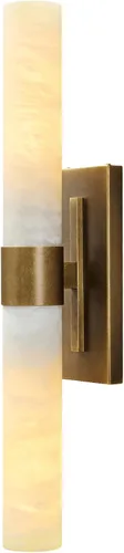 Aplique de pared de latón antiguo de 23" con mármol de color bronce - Iluminación de espejo vintage resistente al óxido para baño y tocador (montaje