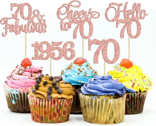 Miniatura 17 de Gyufise Paquete de 24 adornos negros para cupcakes de 10.º cumpleaños con purpurina negra 10 Ten Hello 10 Dights dobles desde 2015 para decoraciones