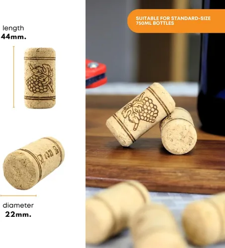 Miniatura 3 de FastRack Bolsa de 30 tapones de vino rectos #8 para botellas de vino, 7/8 pulgadas x 1-3/4 pulgadas, color beige, tapones de botella, corchos