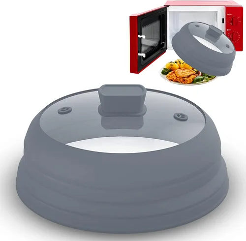 Miniatura 8 de Cubierta de vidrio para salpicaduras de microondas de 11.8 pulgadas, cubierta plegable para salpicaduras de microondas para plato y tazón, parte