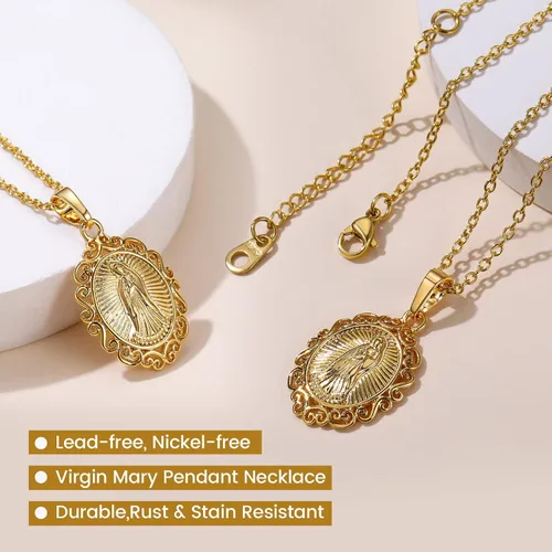 Miniatura 5 de GOLDCHIC JEWELRY Cruz INRI Crucifijo Colgante Collar, Virgen María Milagrosa Medalla Collares, Jesús Christain Jewelry