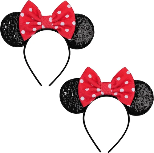 Miniatura 28 de FANYITY - Orejas de ratón, diadema con lentejuelas brillantes para cosplay de ratón para niños, niñas y mujeres, para Halloween y viaje a Disney