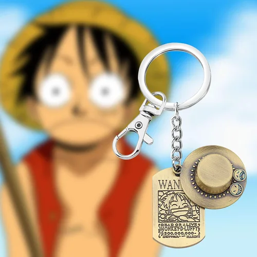 Miniatura 6 de FAADBUK Collar de sombrero de paja de bronce con diseño de anime Jewelry con sombrero de paja de bronce, llavero de, Metal, Acero inoxidable