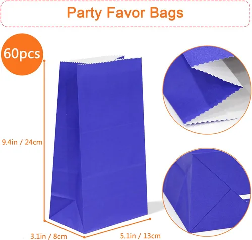 Miniatura 2 de LFCXHTY Paquete de 60 bolsas de papel color azul rey, pequeñas bolsas de papel para fiesta de cumpleaños, boda, venta al por menor, compras
