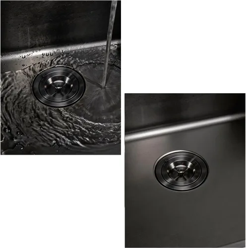 Miniatura 7 de Desagüe de Fregadero de Cocina de 3-1/2 Pulgadas Negro, Kit de Montaje de Drenaje de Fregadero, Cesta Coladora Profunda Extraíble con Tapón