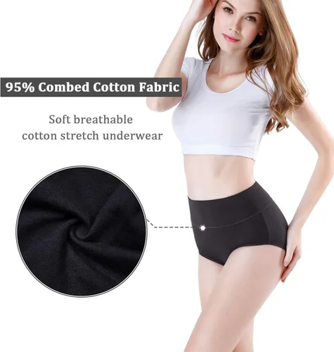 Miniatura 3 de wirarpa Womens High Waisted Cotton Underwear Soft Full Briefs Ladies Breathable Panties Multipack
