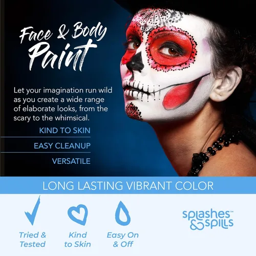Miniatura 3 de Splashes & Spills - Crema de pintura facial y corporal, 1.0 fl oz (1.0 fl oz), disfraz y maquillaje de disfraces (blanco)