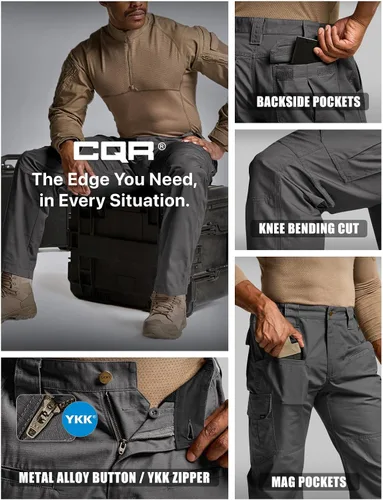 Miniatura 6 de CQR Pantalones tácticos tipo cargo, para hombre, tejido Ripstop, resistentes al agua, ligeros, para llevar todas tus cosas de uso diario