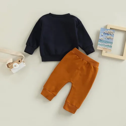 Miniatura 53 de Ropa de bebé niño 3 6 9 12 18 24M 3T Conjunto de pantalones con capucha patchwork sudadera con capucha pantalones de rayas traje de otoño invierno