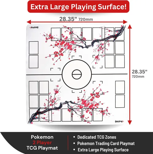 Miniatura 2 de The Gaming Mat Company Tapete de juego de Pokémon compatible con 2 jugadores, 28.35 x 28.35 x 0.08 pulgadas, tapete de batalla de flores
