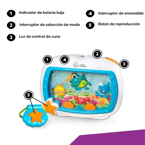 Miniatura 7 de Baby Einstein Sea Dreams - Calmante de juguete con control remoto, luces y melodías para recién nacidos y adultos