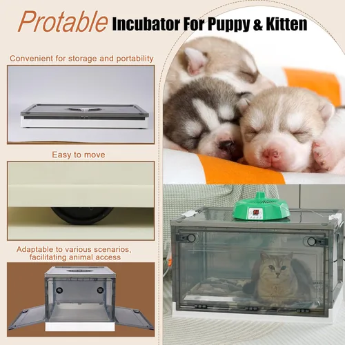 Miniatura 5 de Incubadora para cachorros,Incubadora de cachorros con calefacción y oxigenador,Buena retención de calor y ventilación y control de temperatura