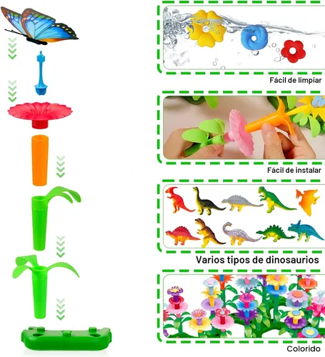 Miniatura 5 de Juguetes y regalos para niños pequeños niños y niñas de 2 3 4 5 6 años, bloques de construcción de jardín de flores de dinosaurio de 167 piezas