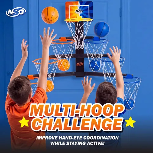Miniatura 3 de Combo de baloncesto y boxeo para colocar sobre la puerta, juego 2 en 1 con aro ajustable y bolsa de velocidad, marcador y efectos de sonido