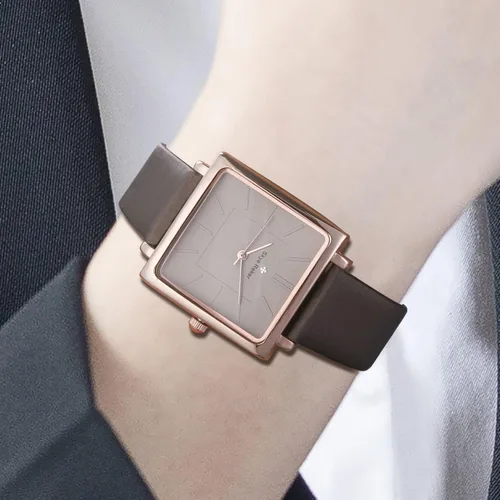 Miniatura 4 de Square Women Watch Leather Band Simple Dial Watch for Women Waterproof Relogio Feminino