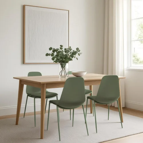 Miniatura 2 de 2xhome Silla moderna de cocina y comedor Cojín acolchado de tela Patas de metal y asiento de plástico sin brazos Oficina Interior Patio Café