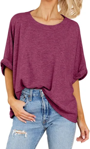 Miniatura 2 de Camiseta de gran tamaño para mujer, holgada, de manga corta, casual, para verano