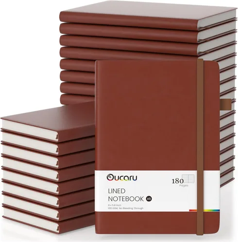 Miniatura 38 de Oucaru Cuaderno rayado, paquete de 4, 180 páginas, diarios A5 para escribir, papel grueso de 100 GSM, cuadernos pequeños diarios para mujeres y 4