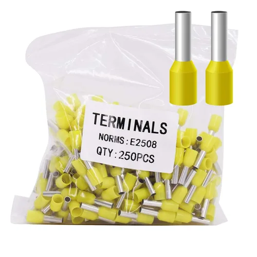 Miniatura 50 de Fidioto AWG12 Casquillos de Alambre Terminales, juego de 250 piezas AWG12 Conector de Terminal de Alambre con Pin Aislado para Terminales de Punta