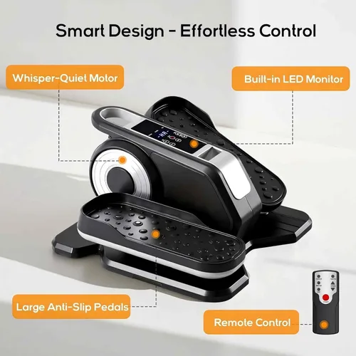 Miniatura 2 de NEWBULIG Máquina elíptica debajo del escritorio, ejercitador de piernas elipse como se ve en la televisión con control remoto, 12 velocidades