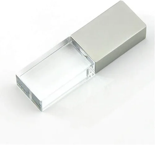 Miniatura 10 de Unidad flash USB 2.0 de 32 GB, luz LED de cristal azul, transparente, lápiz transparente, pulgar, mini Memory Stick para niños, niñas, mujeres