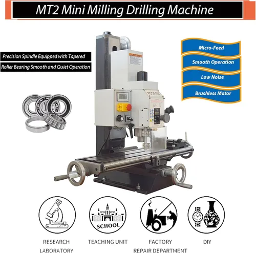 Miniatura 2 de INTBUYING Mini fresadora perforadora de sobremesa Taladro 5-1/2 "x 20 '' Fresadora de precisión Hobby 600W MT2 Micro alimentación de velocidad