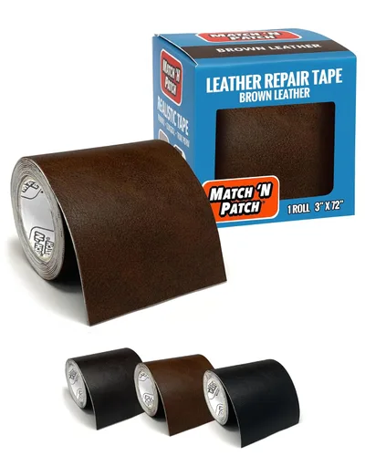 MATCH 'N PATCH Cinta de reparación de cuero realista, duradera, fácil de aplicar, grado profesional, uso versátil, diseñada en Carolina del Norte