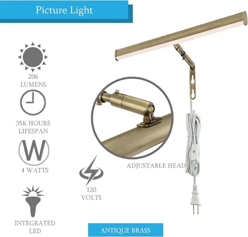 Miniatura 2 de Ciata Luz de imagen de 14 pulgadas con LED integrado, 3000 K blanco cálido, 4 W (40 W equivalente), luz de exhibición de obras de arte de metal