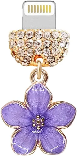 ELISE & FONDA CP544 Puerto de carga USB de cristal anti polvo Plug Little Flower Bauhinia colgante de teléfono para iPhone 13/12/11/XS MAX/XR/X/8