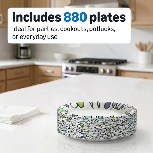 Miniatura 6 de Amazon Basics Ultra - Platos de papel, 8.62 pulgadas, desechables, 880 unidades (4 paquetes de 220)