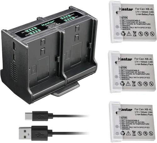 Miniatura 7 de Kastar Cargador de batería cuádruple compatible con cámaras digitales Canon PowerShot SD30, SD40, SD200, SD300, SD400, SD430, SD450, SD600, SD630