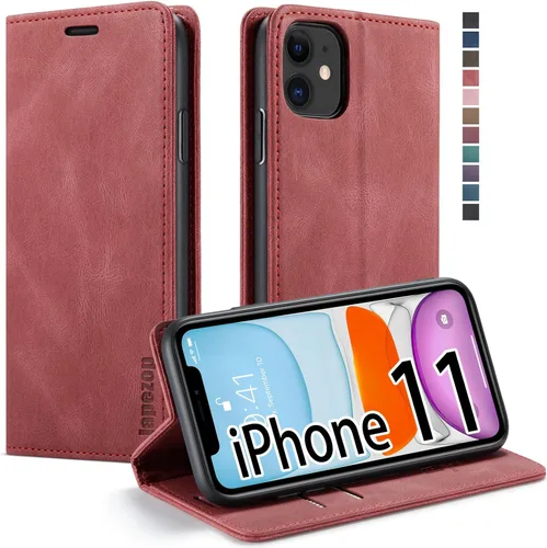Miniatura 13 de japezop Funda compatible con iPhone 11, iPhone 11 con bloqueo RFID, soporte de tarjetero, funda de cuero con tapa para iPhone 11 de 6.1 pulgadas