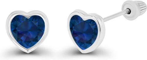 Miniatura 2 de Aretes de tuerca de oro macizo de 14 quilates, hipoalergénicos, de 0.157 in, con forma de corazón, bisel pulido y parte trasera de tornillo