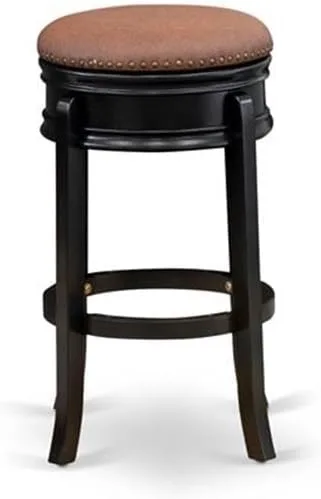 Miniatura 4 de East West Furniture AMS030-112 Amherst - Taburete moderno para mostrador – Forma redonda de piel sintética marrón tostado tapizado para encimera