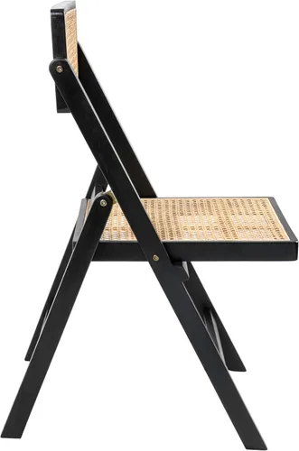 Miniatura 7 de JONATHAN Y Kiawah FLD1002C-SET2 - Juego de 2 sillas plegables de madera de teca negra tejida para comedor, asiento portátil sin brazos costero que