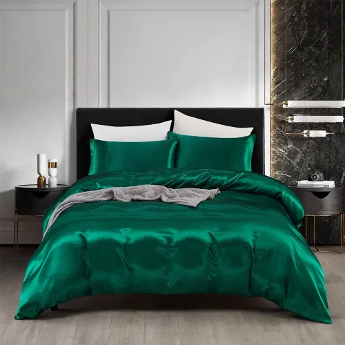 Miniatura 12 de AiMay - Juego de cama con funda de edredón de satén, lujo ultrasuave y sedoso de color liso nivel hotelero, 2 piezas
