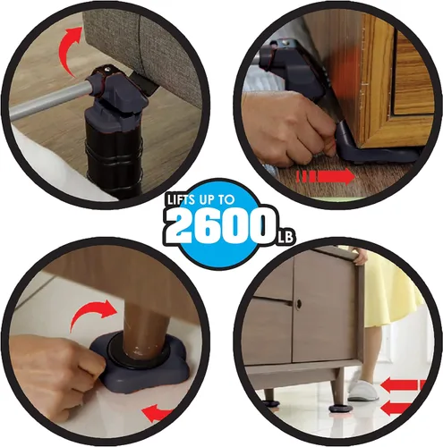 Miniatura 5 de Elevador de muebles resistente con 4 deslizadores para un movimiento fácil y seguro, rodillo para electrodomésticos adecuado para sofás, sofás cama