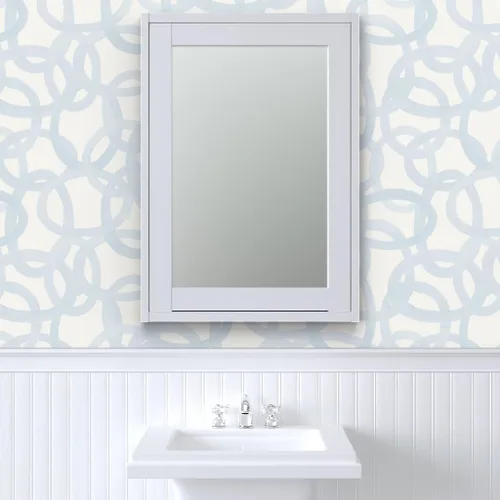 Miniatura 9 de Muestras de papel tapiz removibles – Círculos azul hielo pintura gráfica ligera acuarela graffiti personalizado pre-pegado papel pintado por
